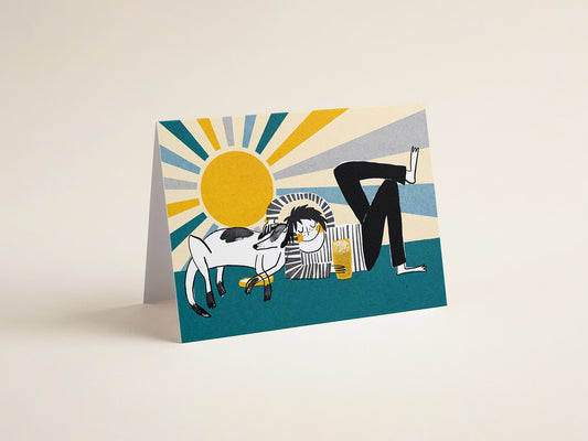 I like beer and my dog...A6 greeting card