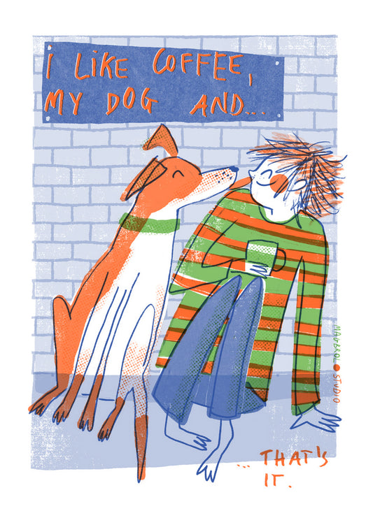 Coffee and Dog - A5 risograph print