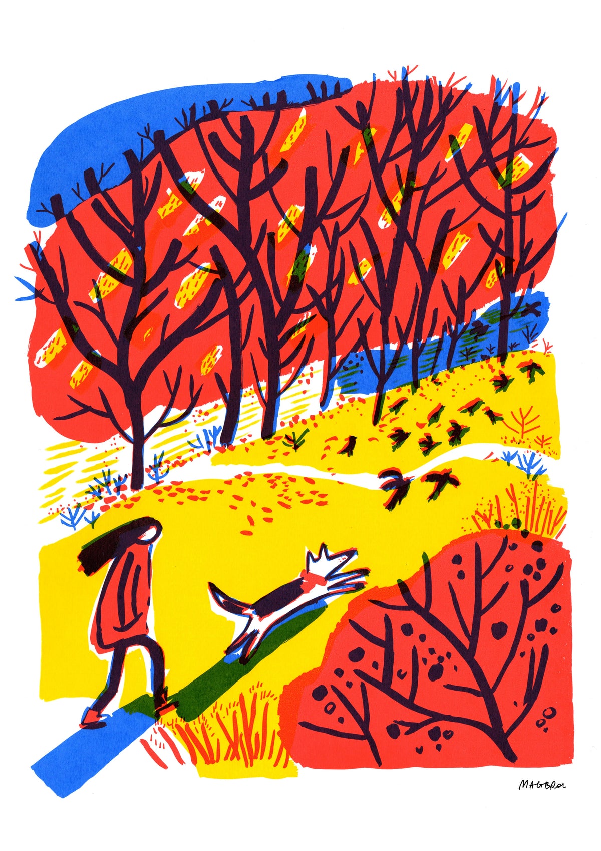 Autumn walk 2 art print by Magda Brol