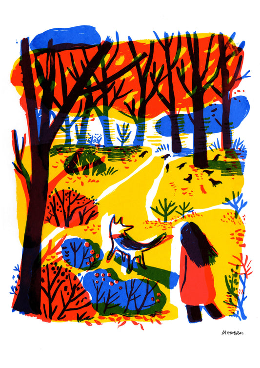 Autumn walk 3 art print by Magda Brol