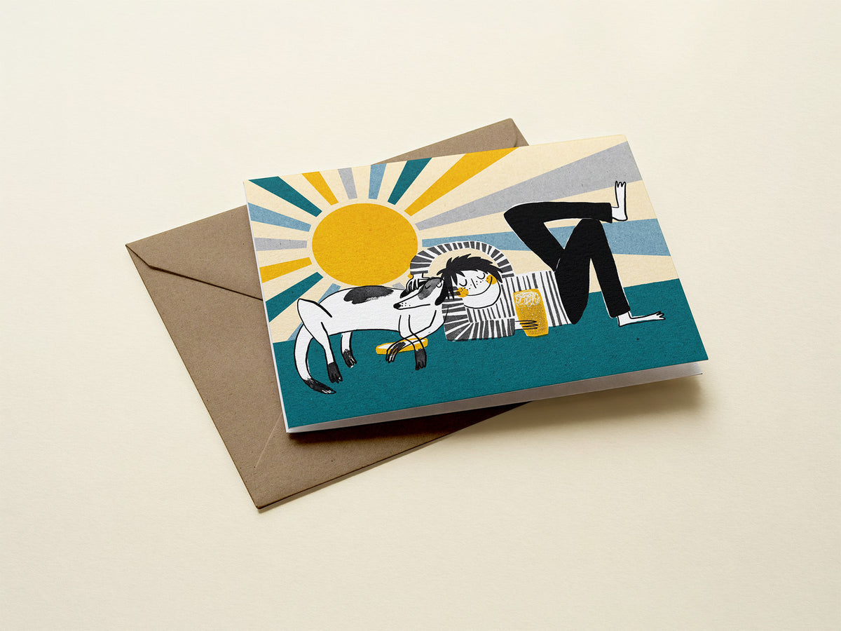 I like beer and my dog...A6 greeting card