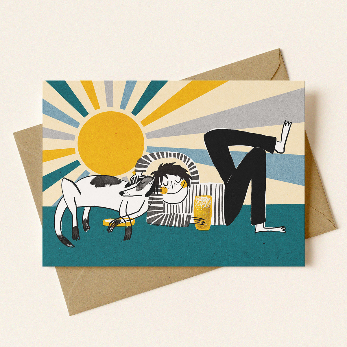 I like beer and my dog...A6 greeting card