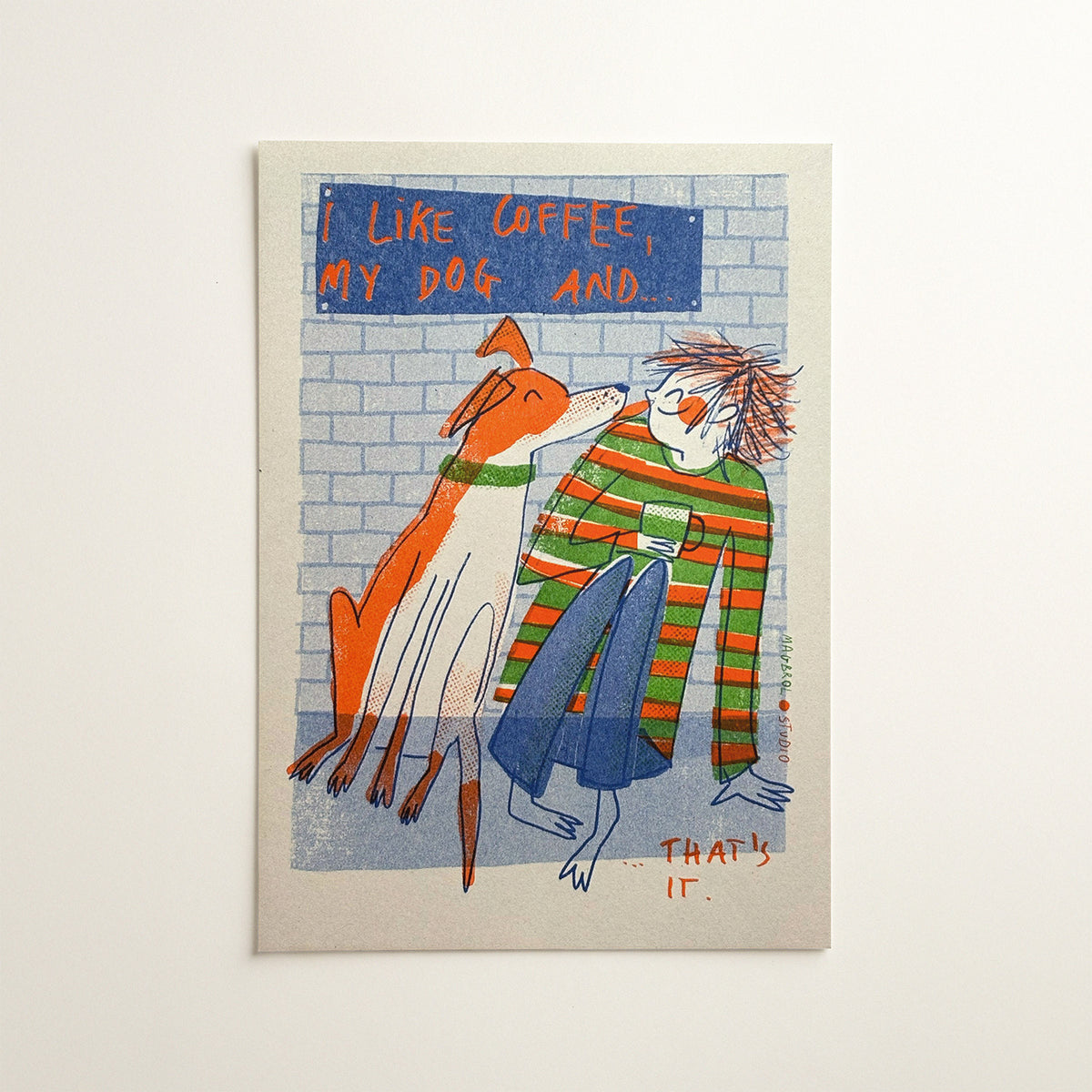 Coffee and Dog - A5 risograph print