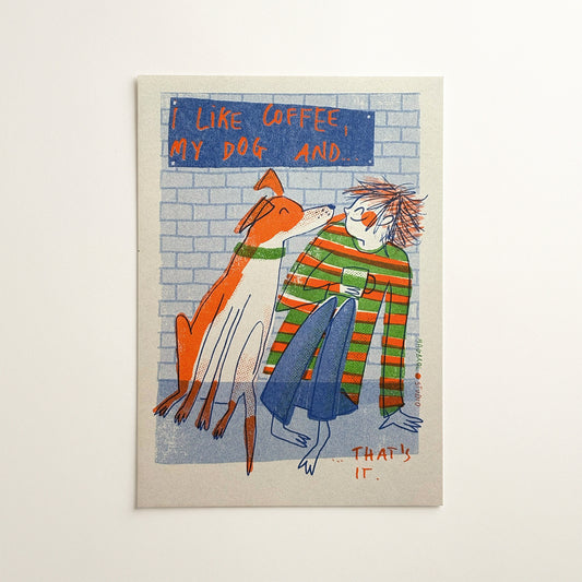 Coffee and Dog - A5 risograph print