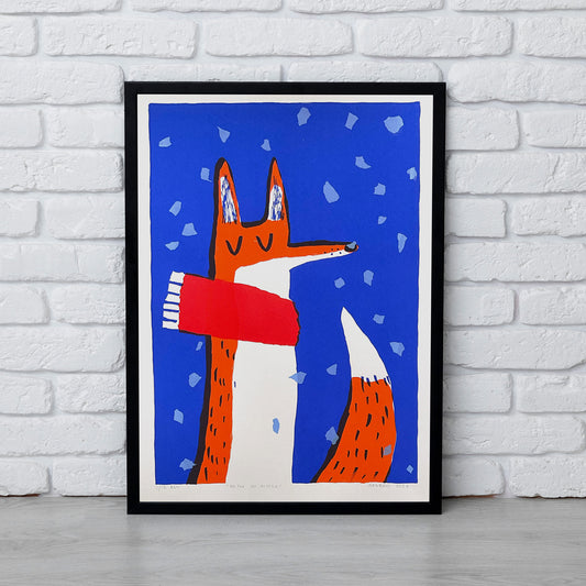 Mr Fox in Winter - A2 screen print