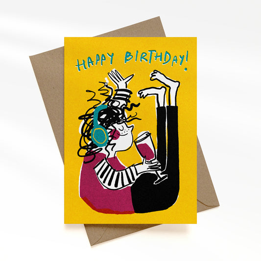 Wine and music... A6 birthday card