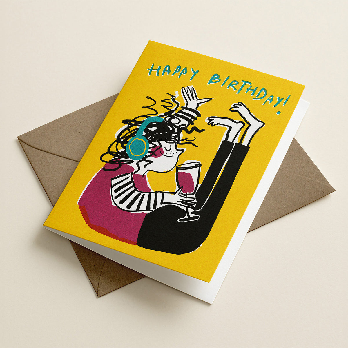 Wine and music... A6 birthday card