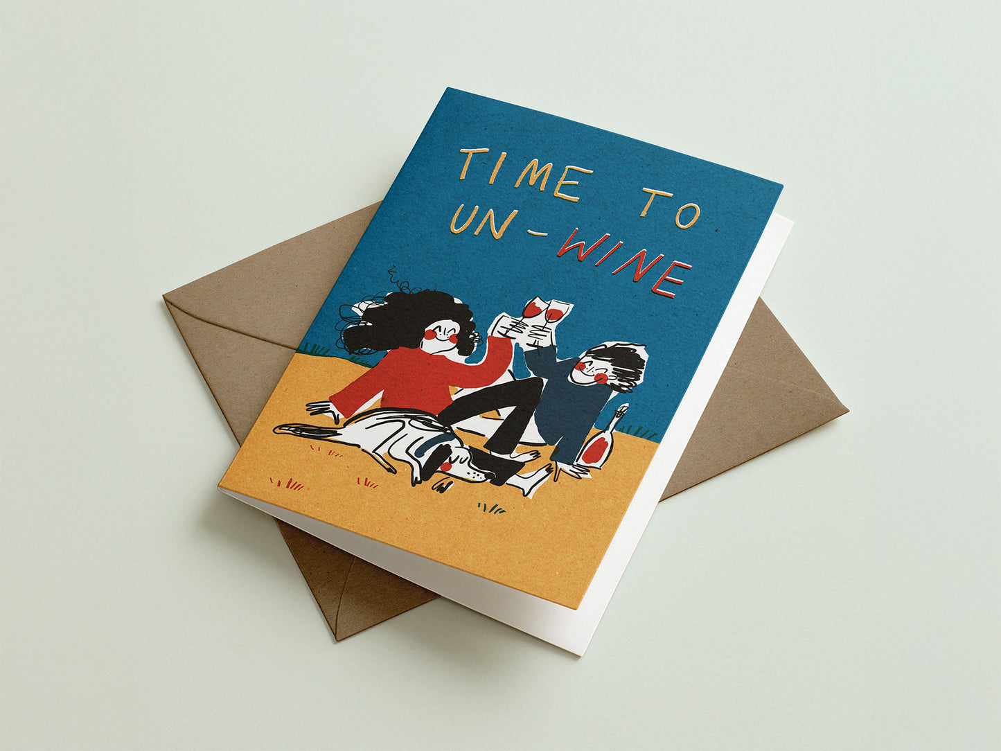 Time to un-wine A6 greeting card